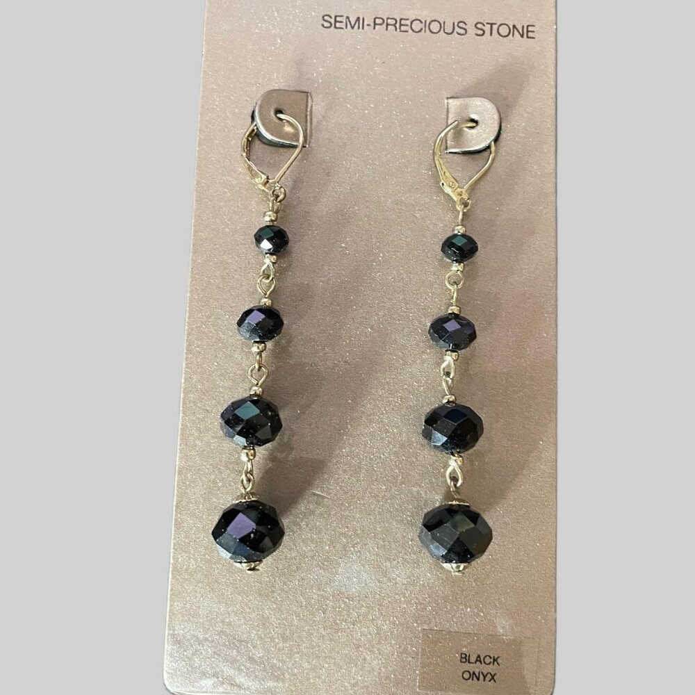 Semi‑Precious Black Onyx Earrings